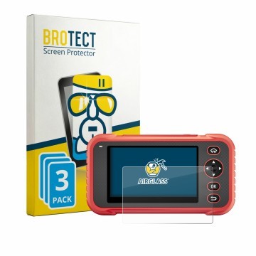 Parte frontal de un envase de producto con el logotipo de la marca BROTECT. Al lado se muestra el dispositivo Launch CRP129E P