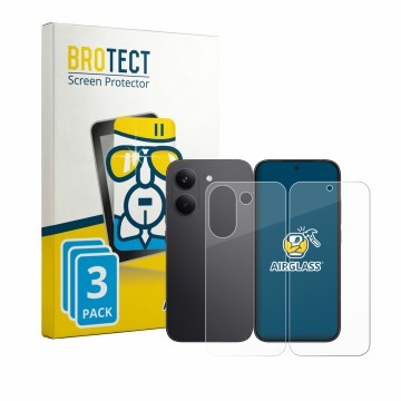 Parte frontal de un envase de producto con el logotipo de la marca BROTECT. Al lado se muestra el dispositivo Xiaomi Poco X8 P