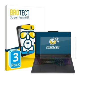 Vorderseite einer Produktverpackung mit dem Markenlogo BROTECT. Daneben ist das Gerät Lenovo Legion 5 15IRX10 PF9XB5828034 mit