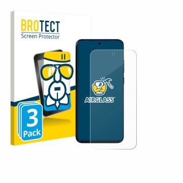 Parte frontal de un envase de producto con el logotipo de la marca BROTECT. Al lado se muestra el dispositivo Motorola Edge 70