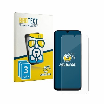 Face avant d’un emballage produit avec le logo de la marque BROTECT. À côté, l’appareil Xiaomi Redmi 15A 5G est représenté ave