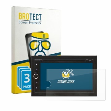 Front side of a product packaging with the brand logo BROTECT. Next to it is the device Blaupunkt Vienna 700 DAB shown with th