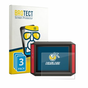 Vorderseite einer Produktverpackung mit dem Markenlogo BROTECT. Daneben ist das Gerät Müller Elektronik TRACK‑Guide III mit de