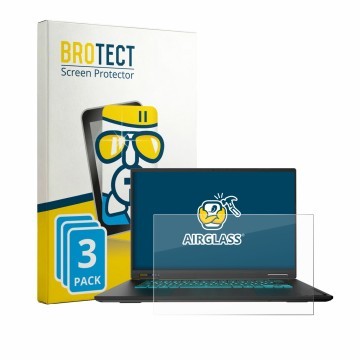 Parte frontal de un envase de producto con el logotipo de la marca BROTECT. Al lado se muestra el dispositivo Gigabyte Gaming 