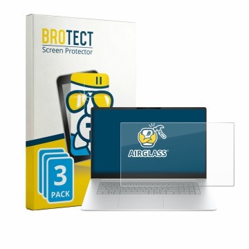 Vorderseite einer Produktverpackung mit dem Markenlogo BROTECT. Daneben ist das Gerät HP OmniBook 3 17 17-dp0233ngx mit dem zu