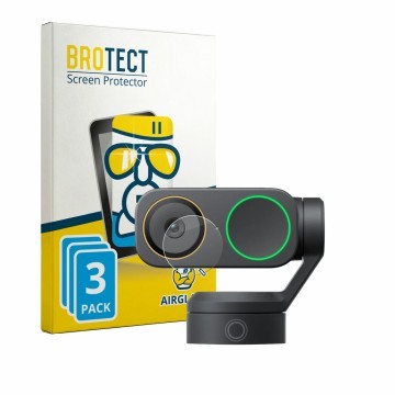 Front side of a product packaging with the brand logo BROTECT. Next to it is the device Insta360 Link 2 Pro (Lens) shown with 