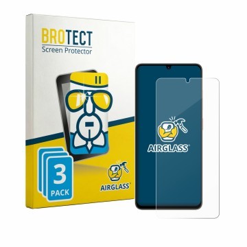 Front side of a product packaging with the brand logo BROTECT. Next to it is the device ZTE Blade A56 shown with the correspon