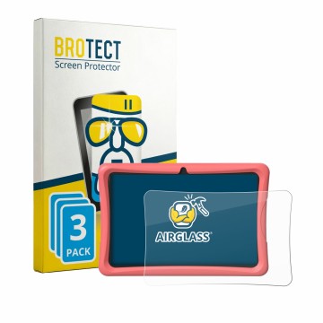 Parte frontal de un envase de producto con el logotipo de la marca BROTECT. Al lado se muestra el dispositivo Tabwee K10 con s