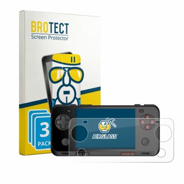 Vorderseite einer Produktverpackung mit dem Markenlogo BROTECT. Daneben ist das Gerät Ayaneo Pocket ACE mit dem zugehörigen Di