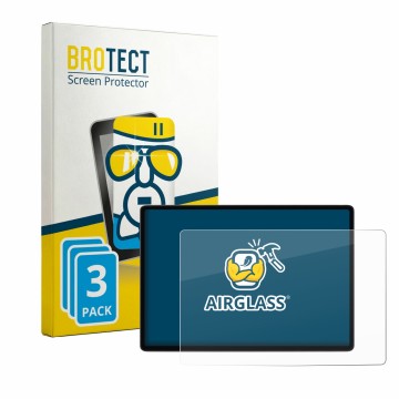 Front side of a product packaging with the brand logo BROTECT. Next to it is the device Tesla Model 3 2026 shown with the corr