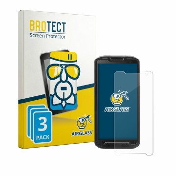 Front side of a product packaging with the brand logo BROTECT. Next to it is the device Point Mobile PM84P shown with the corr