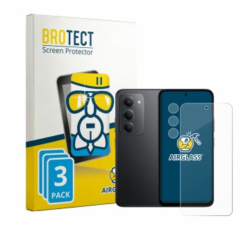 Front side of a product packaging with the brand logo BROTECT. Next to it is the device Xiaomi Poco M8s (Front+Camera) shown w