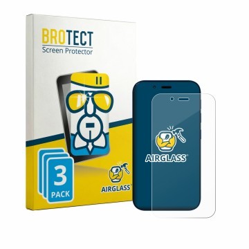 Front side of a product packaging with the brand logo BROTECT. Next to it is the device Hisense U964 shown with the correspond