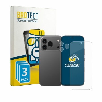 Front side of a product packaging with the brand logo BROTECT. Next to it is the device Honor 600 Pro (Front+Camera) shown wit