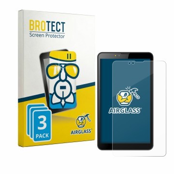 Vorderseite einer Produktverpackung mit dem Markenlogo BROTECT. Daneben ist das Gerät Brave BT7X1 mit dem zugehörigen Displays