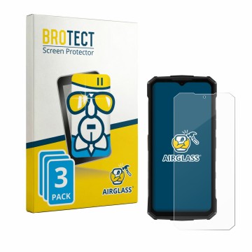 Vorderseite einer Produktverpackung mit dem Markenlogo BROTECT. Daneben ist das Gerät Doogee Fire 5 Pro mit dem zugehörigen Di