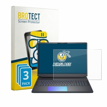 Front side of a product packaging with the brand logo BROTECT. Next to it is the device Dell Alienware 18 Area-51 shown with t