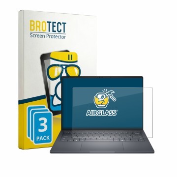 Vorderseite einer Produktverpackung mit dem Markenlogo BROTECT. Daneben ist das Gerät Dell Pro Max 14 Premium mit dem zugehöri