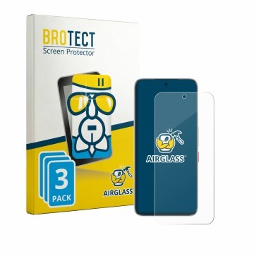 Front side of a product packaging with the brand logo BROTECT. Next to it is the device ZTE Nubia Neo 5 GT shown with the corr
