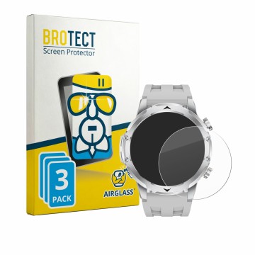 Face avant d’un emballage produit avec le logo de la marque BROTECT. À côté, l’appareil FitVigor Smartwatch 1.53