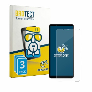 Parte frontale di una confezione del prodotto con il logo del marchio BROTECT. Accanto è raffigurato il dispositivo Sony Xperi