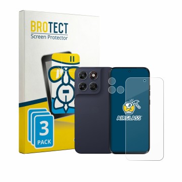 Parte frontal de un envase de producto con el logotipo de la marca BROTECT. Al lado se muestra el dispositivo Motorola Moto G8