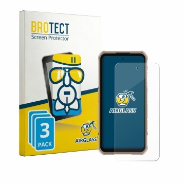 Vorderseite einer Produktverpackung mit dem Markenlogo BROTECT. Daneben ist das Gerät Ulefone RugOne Xever 8 mit dem zugehörig