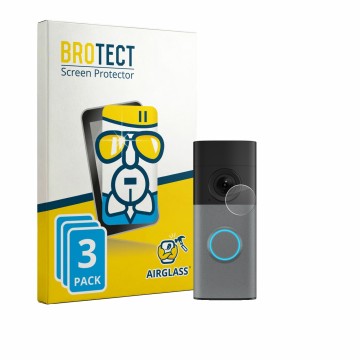 Vorderseite einer Produktverpackung mit dem Markenlogo BROTECT. Daneben ist das Gerät Ring Wired Video Doorbell mit dem zugehö