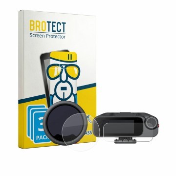 Vorderseite einer Produktverpackung mit dem Markenlogo BROTECT. Daneben ist das Gerät Insta360 Mic Pro TX + RX mit dem zugehör