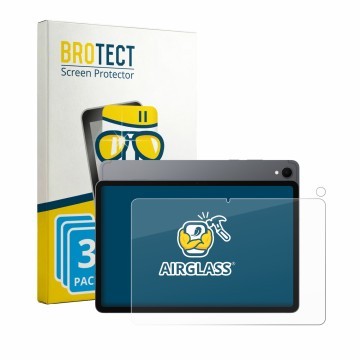 Face avant d’un emballage produit avec le logo de la marque BROTECT. À côté, l’appareil Samsung Galaxy Tab S11 (Avant+Caméra) 