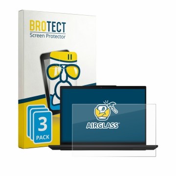 Parte frontal de un envase de producto con el logotipo de la marca BROTECT. Al lado se muestra el dispositivo Lenovo ThinkPad 