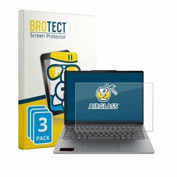 Parte frontal de un envase de producto con el logotipo de la marca BROTECT. Al lado se muestra el dispositivo Lenovo IdeaPad S
