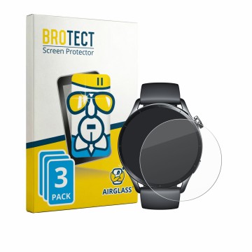 Face avant d’un emballage produit avec le logo de la marque BROTECT. À côté, l’appareil Xiaomi Watch S5 est représenté avec la