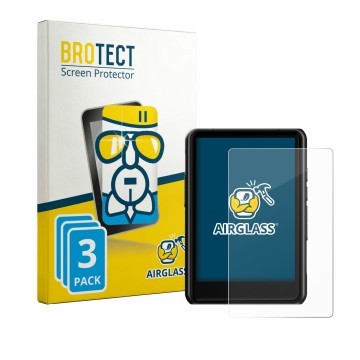 Parte frontal de un envase de producto con el logotipo de la marca BROTECT. Al lado se muestra el dispositivo Hiby R3 Pro II c