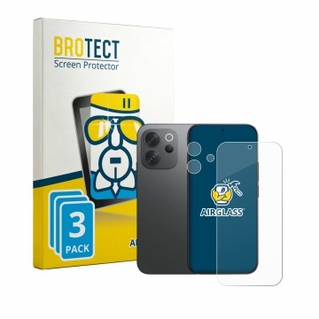 Parte frontale di una confezione del prodotto con il logo del marchio BROTECT. Accanto è raffigurato il dispositivo Vivo V70 (