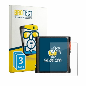 Vorderseite einer Produktverpackung mit dem Markenlogo BROTECT. Daneben ist das Gerät Shanling M0 Pura mit dem zugehörigen Dis