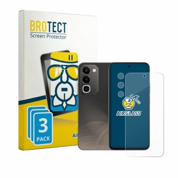 Face avant d’un emballage produit avec le logo de la marque BROTECT. À côté, l’appareil realme C100 4G (Avant+Caméra) est repr