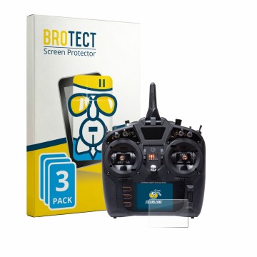 Front side of a product packaging with the brand logo BROTECT. Next to it is the device Spektrum NX10 Plus shown with the corr