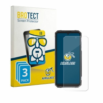 Front side of a product packaging with the brand logo BROTECT. Next to it is the device Hotwav Cyber 18 shown with the corresp