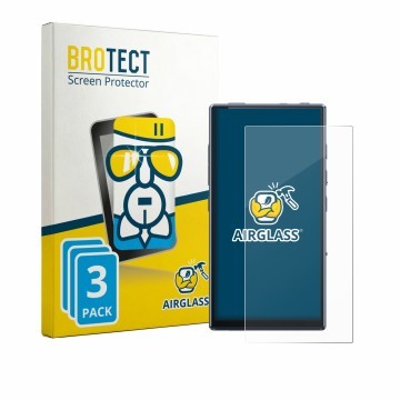 Parte frontale di una confezione del prodotto con il logo del marchio BROTECT. Accanto è raffigurato il dispositivo FiiO M33 R