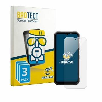 Vorderseite einer Produktverpackung mit dem Markenlogo BROTECT. Daneben ist das Gerät Blackview Fort 2 mit dem zugehörigen Dis