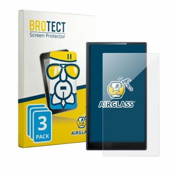 Vorderseite einer Produktverpackung mit dem Markenlogo BROTECT. Daneben ist das Gerät FiiO M21 mit dem zugehörigen Displayschu