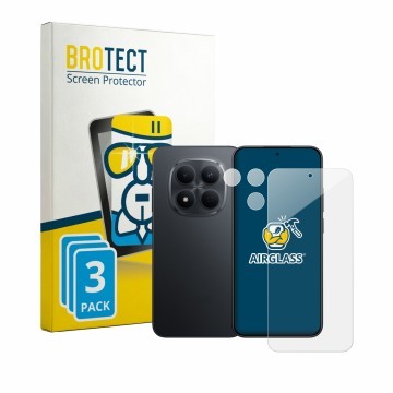 Parte frontal de un envase de producto con el logotipo de la marca BROTECT. Al lado se muestra el dispositivo Xiaomi Redmi Not