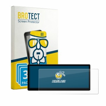 Front side of a product packaging with the brand logo BROTECT. Next to it is the device Xtrons QWBX24CCB12E92 shown with the c