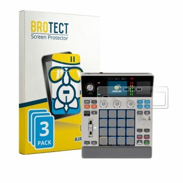 Vorderseite einer Produktverpackung mit dem Markenlogo BROTECT. Daneben ist das Gerät Akai MPC Sample mit dem zugehörigen Disp