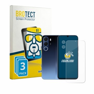 Front side of a product packaging with the brand logo BROTECT. Next to it is the device realme C100x (Front+Camera) shown with