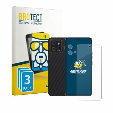 Vorderseite einer Produktverpackung mit dem Markenlogo BROTECT. Daneben ist das Gerät Motorola ThinkPhone (Display+Kamera) mit