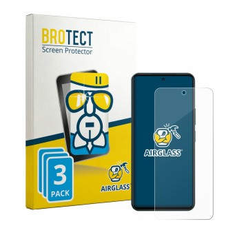 Parte frontal de un envase de producto con el logotipo de la marca BROTECT. Al lado se muestra el dispositivo Vivo Y21d con su