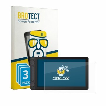 Parte frontale di una confezione del prodotto con il logo del marchio BROTECT. Accanto è raffigurato il dispositivo Huion Kamv