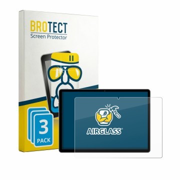 Face avant d’un emballage produit avec le logo de la marque BROTECT. À côté, l’appareil Juno Tab 4 10.5